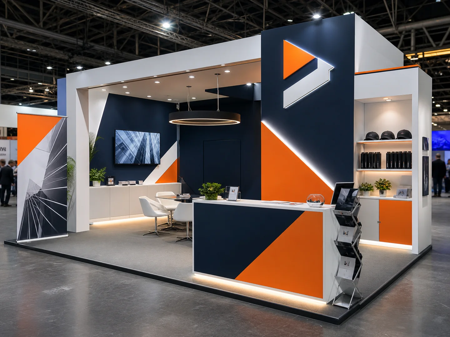 Premium custom exhibition booth in a trade show hall